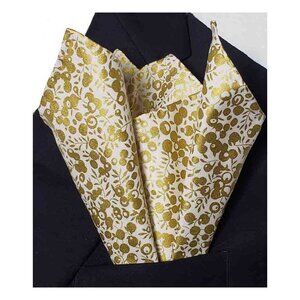 Hand Stitched Pocket Square Wiltshire Shadow Gold Metallic Fabric Italian Cotton